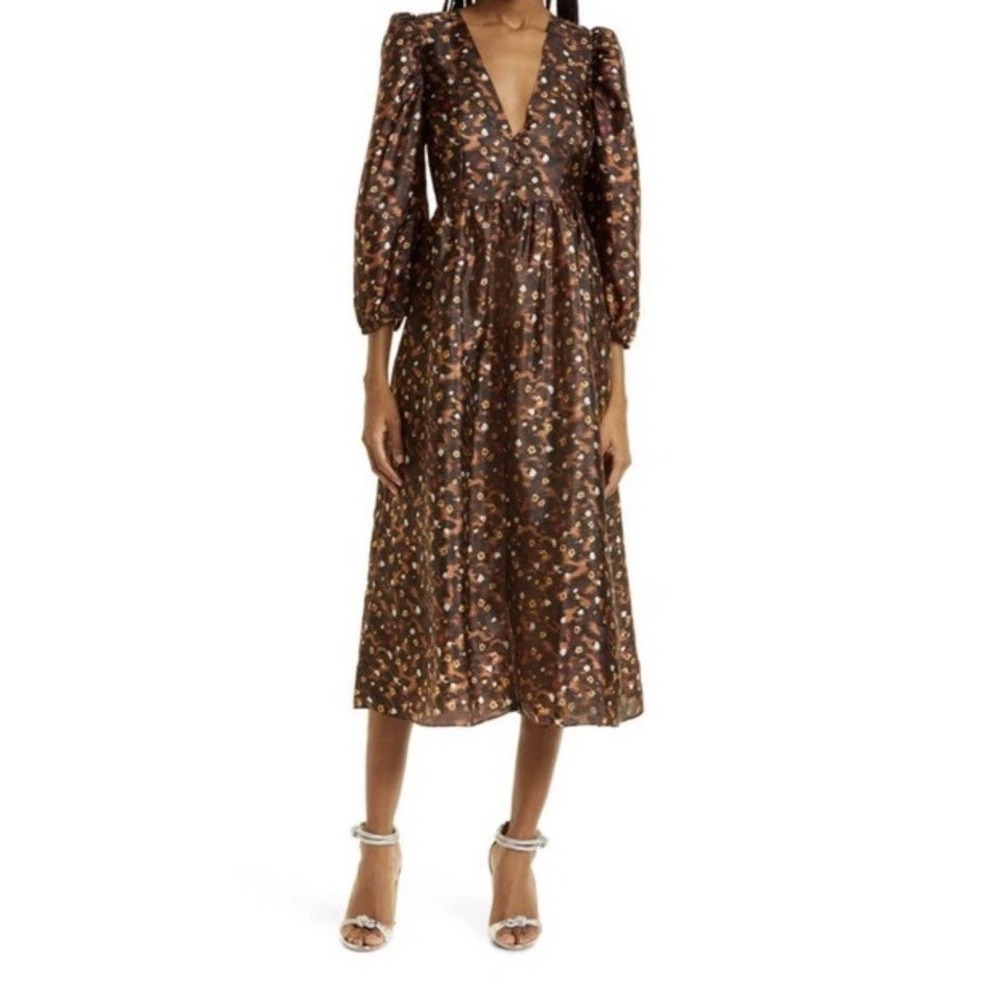 BAUM UND PFERDGARTEN Women's 36 Gorgeous Quality Ballon Sleeve Calf Length Dress